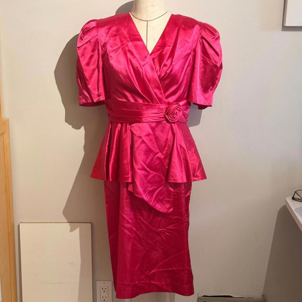 Nu-Mode‎ Vintage Evening Dress 1960's Canada Pink Retro Hollywood Women's 15/16